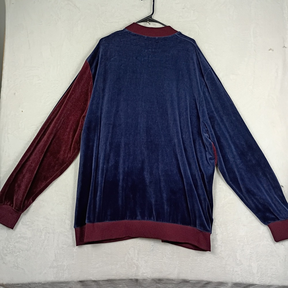 Puma Velour Track Jacket Mens 4XL Burgundy Navy Blue Full Zip Retro Y2K 90s - Picture 2 of 8